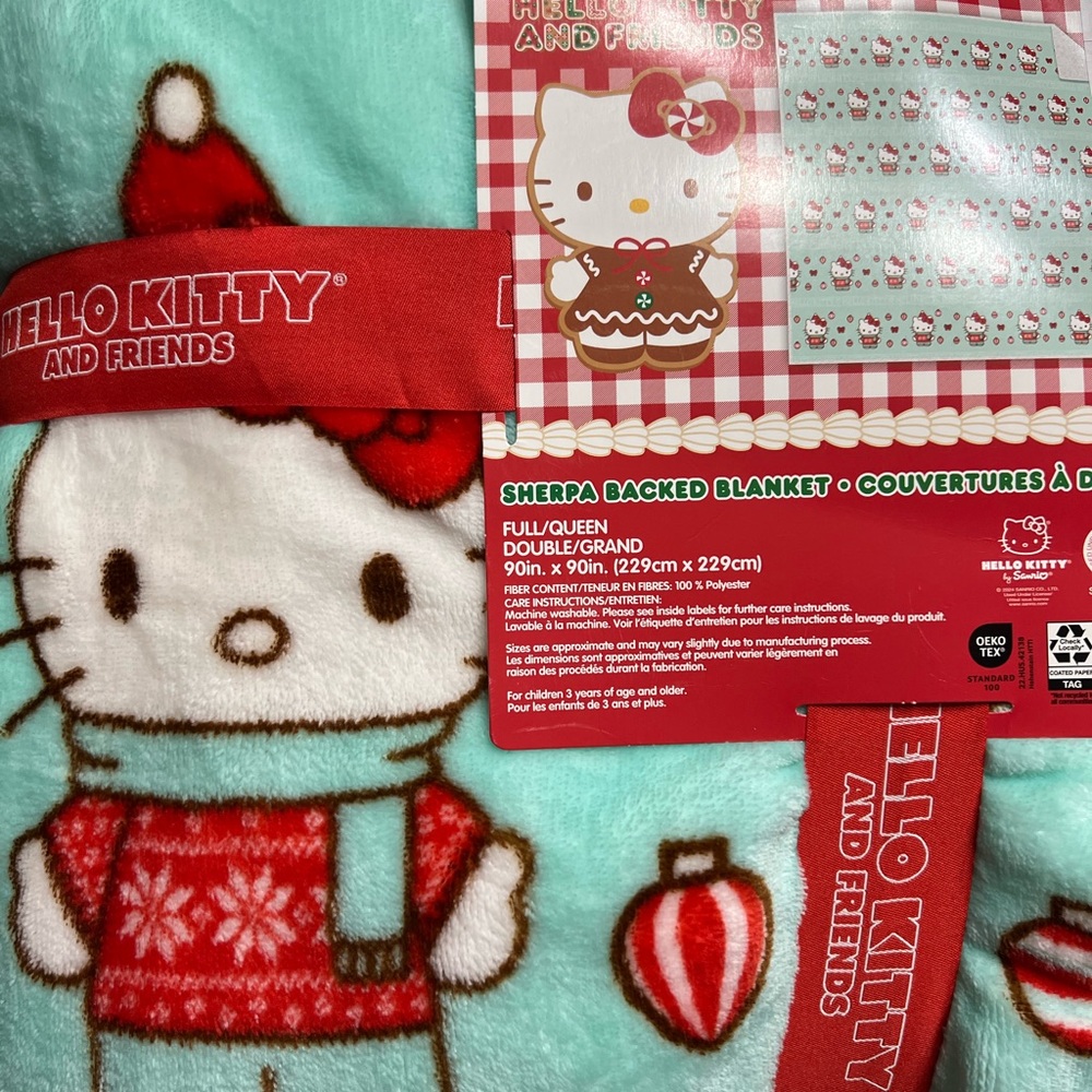 Hello Kitty Full/Queen Christmas Sherpa Blanket